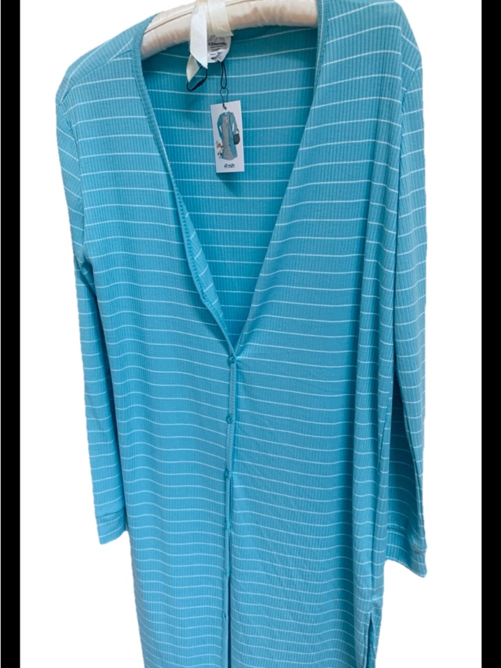 NWT Allthreads Coastal Blue Striped Button Long Summer Cardigan Sz M
